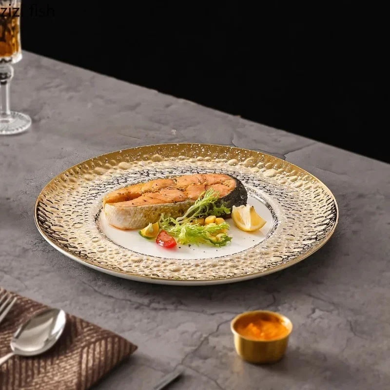 

Керамическая тарелка в горошек с бусинами, тарелка для ресторана, пасты, тарелка для стейка, десертные тарелки для суши, сервировочные тарелки, посуда для молекулярной кухни