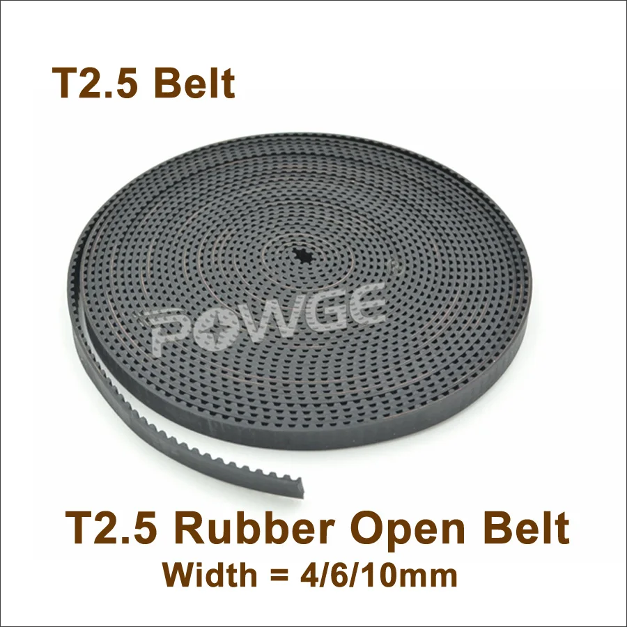 POWGE T2.5 Timing Belt W=4/6/10mm T2.5 Open Synchronous Belt Trapezoid Teeth Timing Belt T2.5 Timing Pulley T2.5-6 T2.5-10