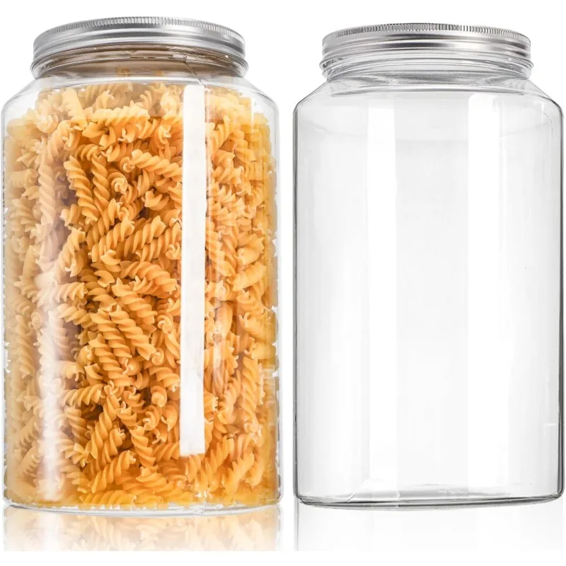 1-Pack 1 Gallon Clear Plastic Jars - BPA Free Airtight Food Storage for Dry Goods, Pickling & Fermenting, Wide Mouth Lid (118oz)