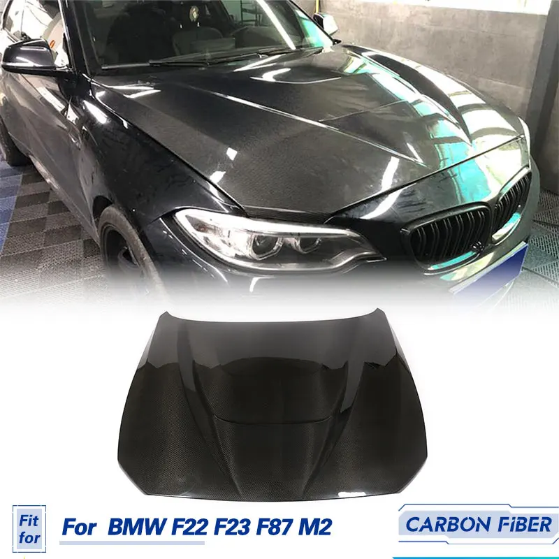 

Передняя крышка капота двигателя из углеродного волокна для BMW F22 F23 F87 M2 2014-2018, сменный передний бампер автомобиля, крышка капота двигателя