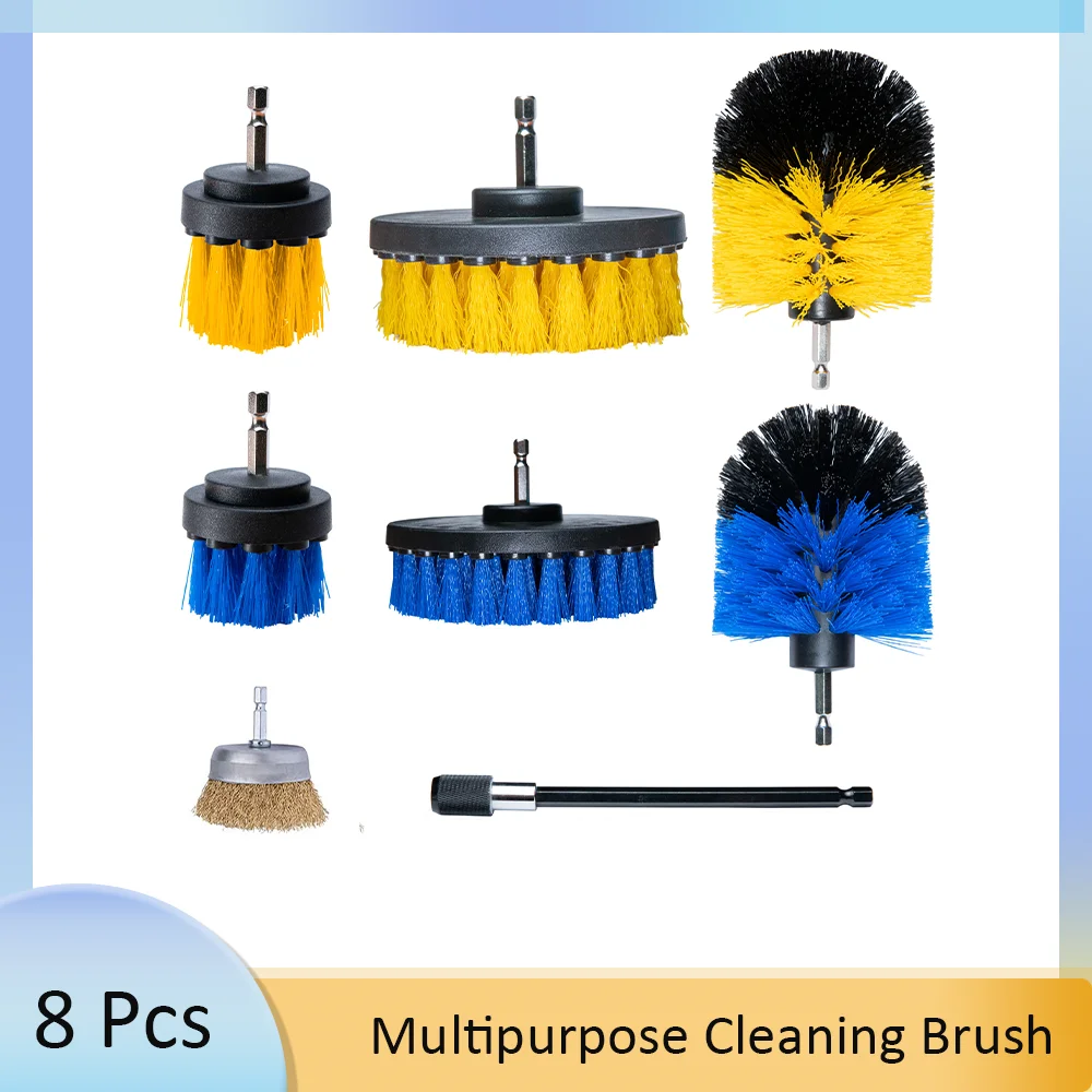 

8 Pcs Attachment Multipurpose Drill Cleaning Brush Kit for Cleaning of Bathroom Kitchen Grout Pool Flooring and Car Wheels