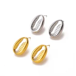 Ocean Summer Fashion Beach Shell Shaped Earrings Stud Earrings Stainless Steel Earrings Waterproof Jewelry for Women