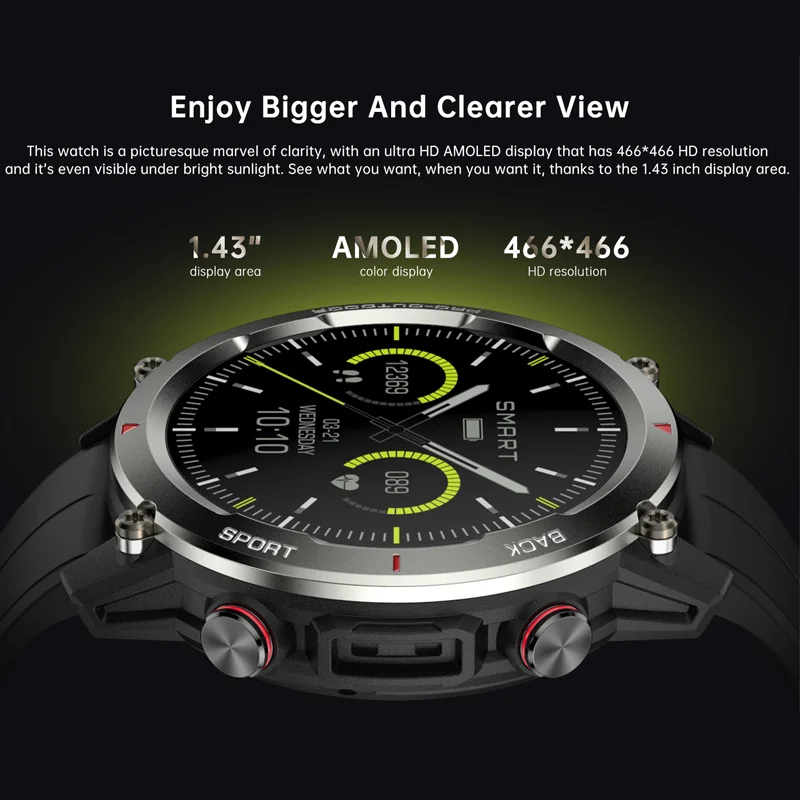 Time Owner 2025 NewSmart Watch Men Sport Watches HD AMOLED Display Outdoors Barometer Compass Smartwatch Bluetooth calling