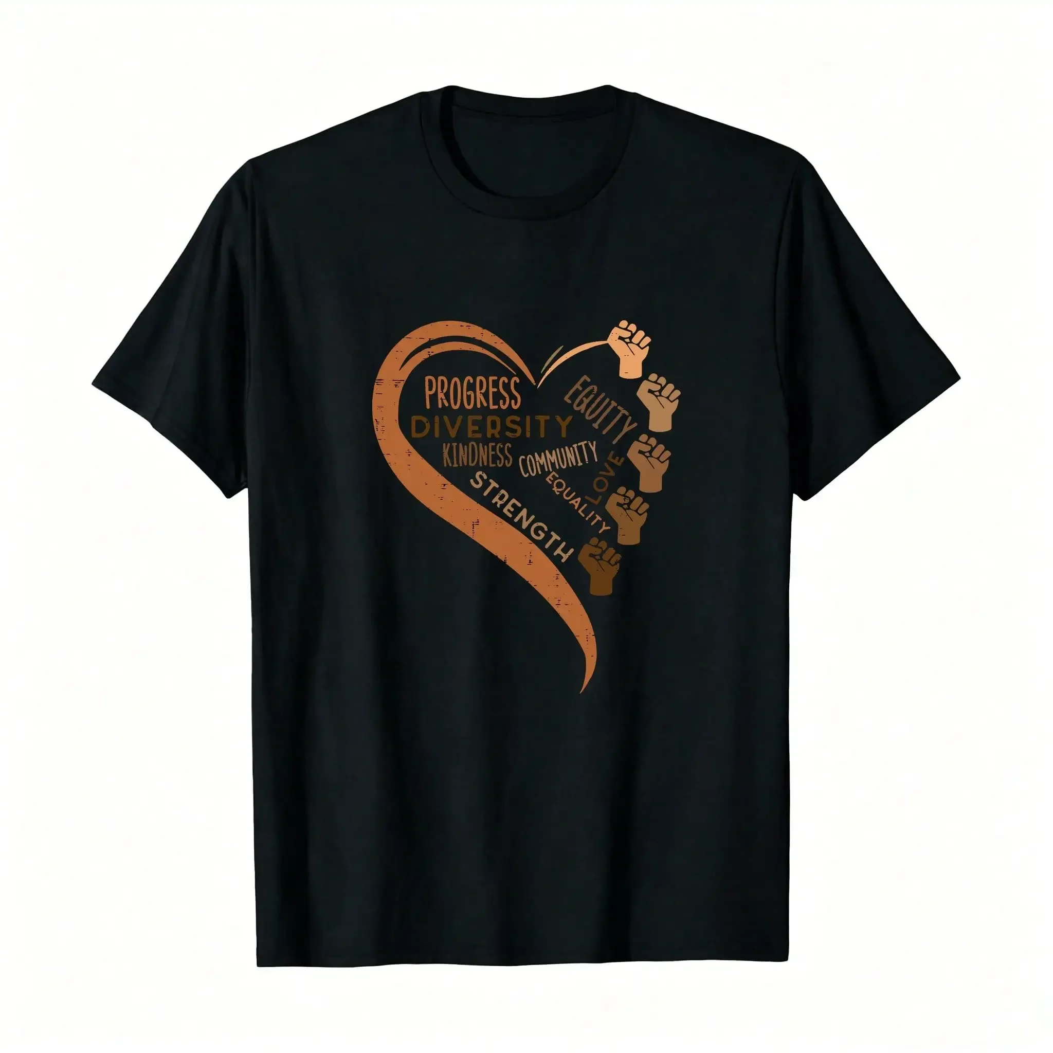 PROGRESS DIVERSITY_,Breathable And Comfortable Short-Sleeved Round-Neck Top, Suitable For All Seasons, Everyday Wear For Women