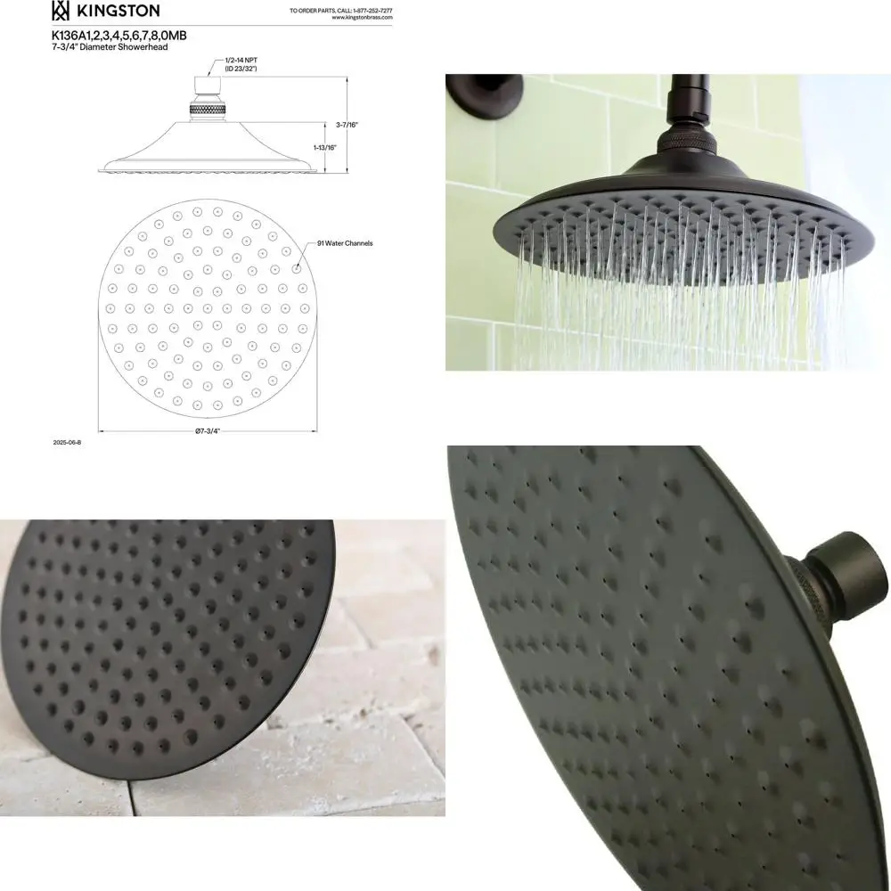 

Oil-Rubbed Bronze Round Shower Head, Designer Trimscape K136A5