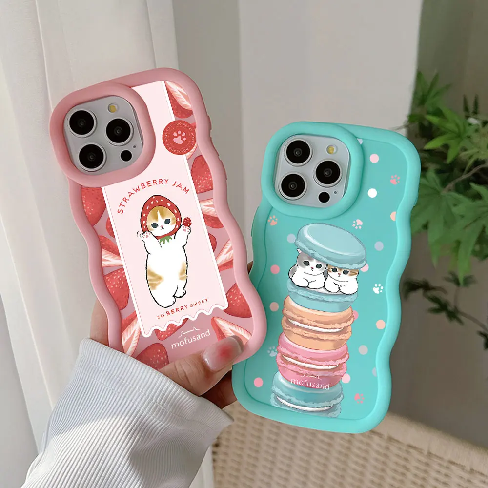 Cute M-Mofusands cat Phone Case for IPhone 16 15 14 13 12 11 Pro Max XR XS X 7 8 Plus SE20 Candy Color Soft TPU Back Cover