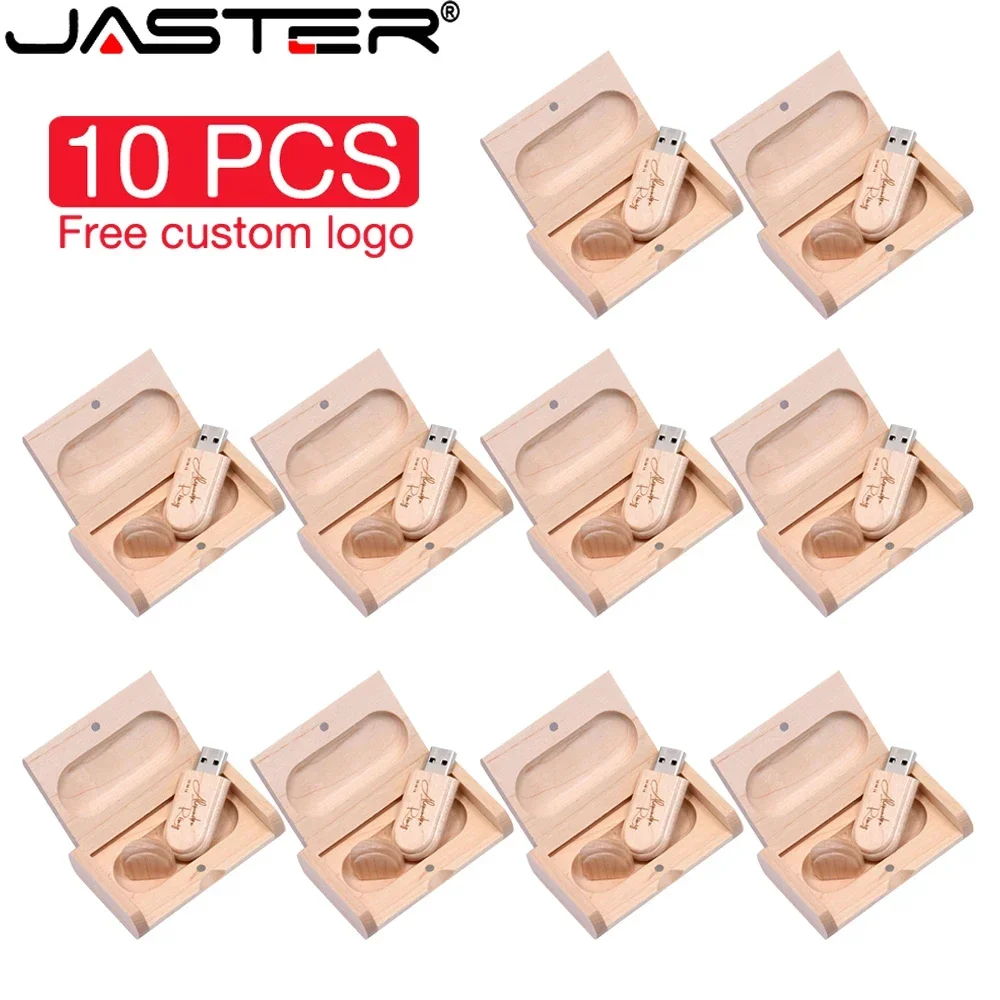 

JASTER 10 шт./лот деревянный флэш-накопитель USB 2.0 128 ГБ, 64 ГБ, 32 ГБ с коробкой, креативный подарок, U-диск 16 ГБ для ноутбука