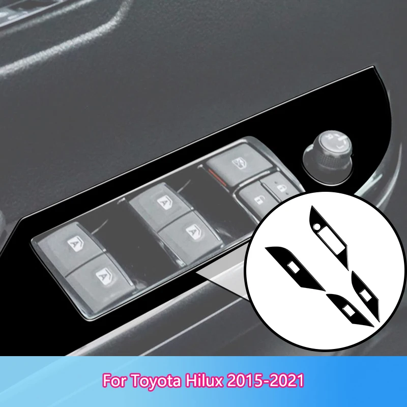 

1Set Driver's Door Control Switch Inner Frame Plus Passenger Brand New ABS Gloss Black Stickers For Toyota Hilux 2015-2021