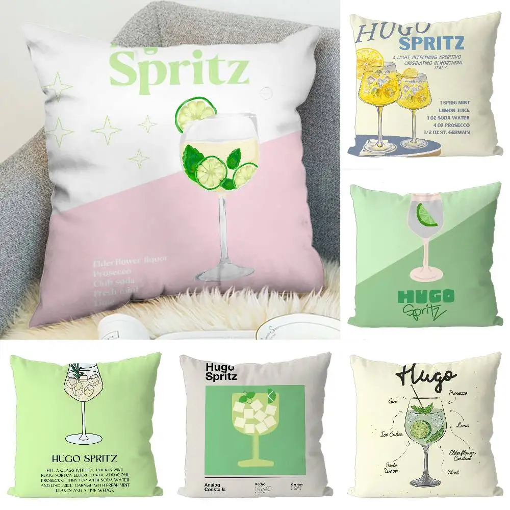 

Hugo Spritz Cocktail Pillow Case Luxury Double-sided For Car Pillows 45x45 Cushions Cover Home And Decoration Sofa Pillowcase 50