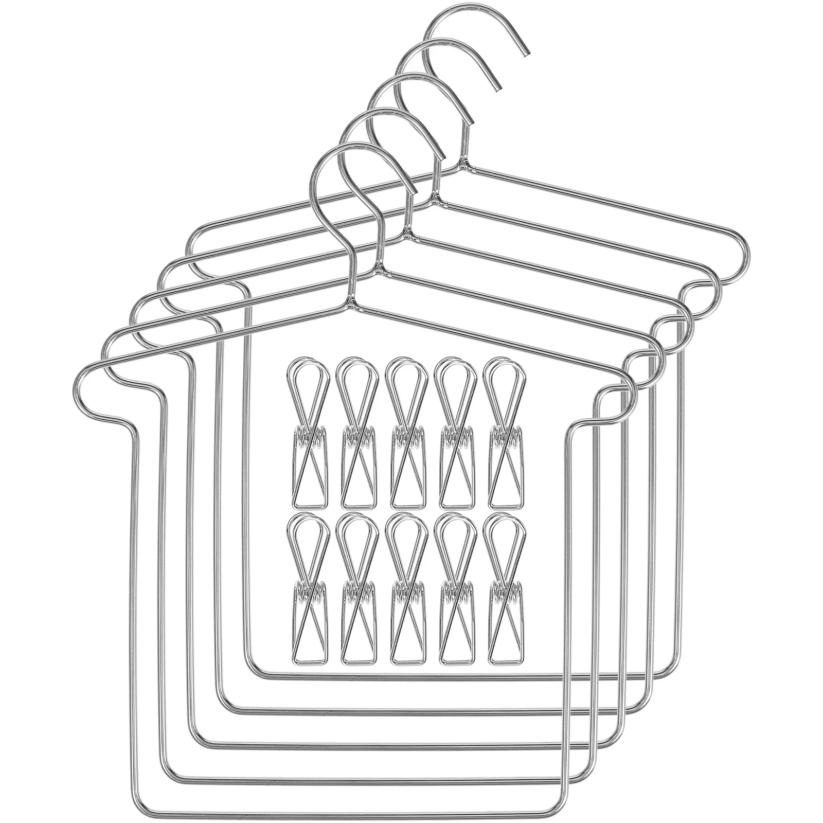 행어 작은 금속 옷걸이, 클립 포함 의류, 18 인치 다리미 액세서리, 소형 여아 미니어처 보관함, 5 세트