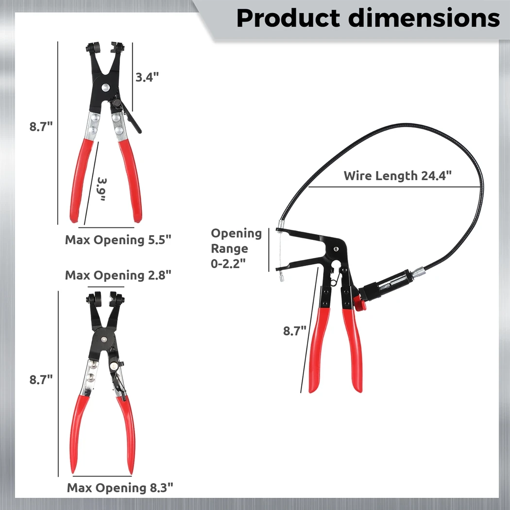 Imagem -04 - Long Reach Mangueira Clamp Alicate Wire Spring Flat Band Refrigerante Automotivo Ferramentas de Reparo de Combustível Pcs