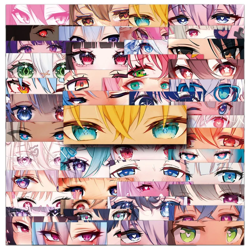 50 Pieces of Two-Dimensional Eye Graffiti Stickers Personalized Cartoon Anime Girl Decorative Mobile Phone Luggage Stickers