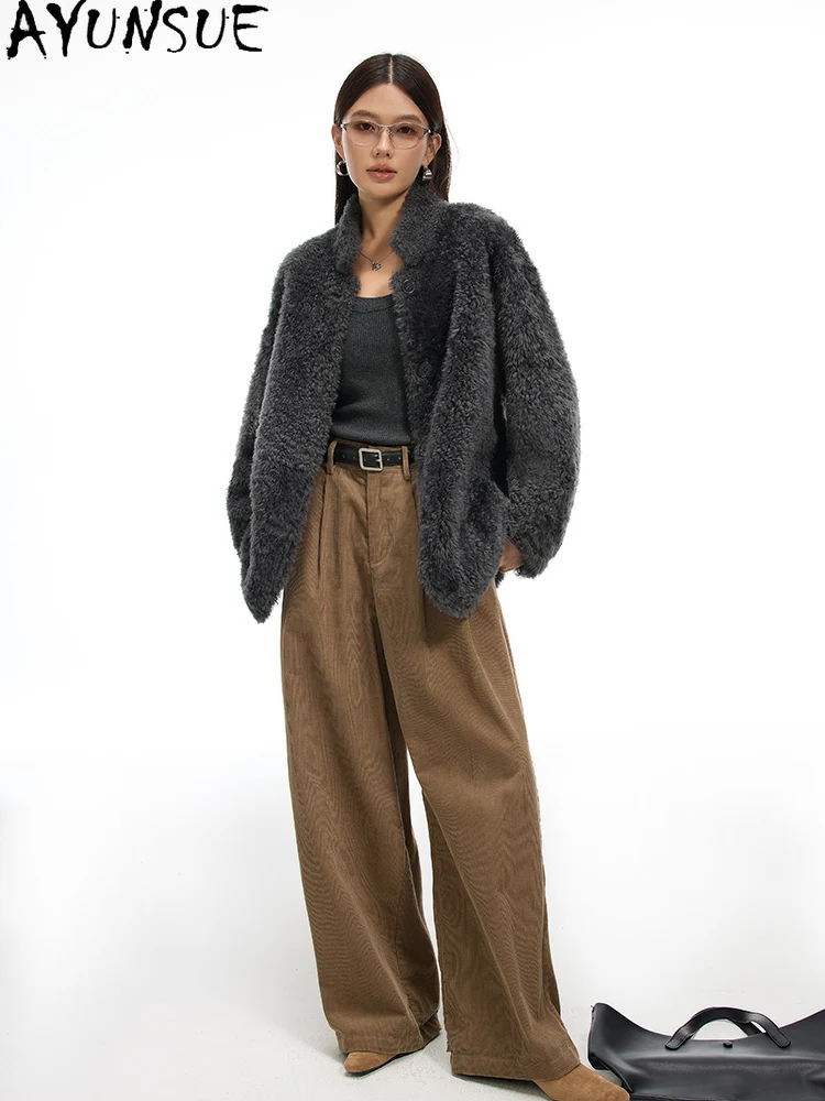 معطف فرو من جلد الغنم الطبيعي من AYUNSUE جاكيت نسائي من الجلد الطبيعي ملابس شتوية دافئة من الفرو الحقيقي للسيدات 2025 متوسط الطول شوبانا Жénska #1