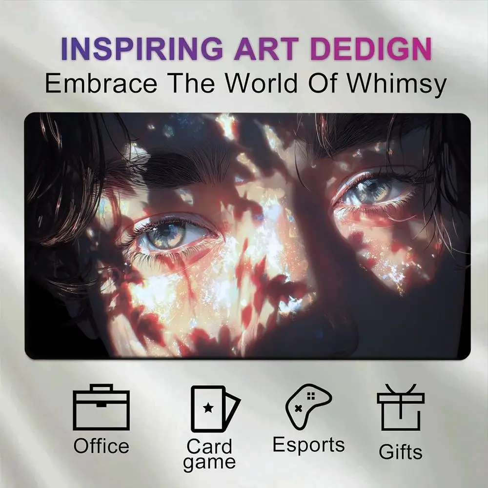 Light Shadow Boy Blue Eyes Portrait Art Desk Mat Gaming Mouse Pad Lock Edge Non-slip Keyboard Mat tapis de souris