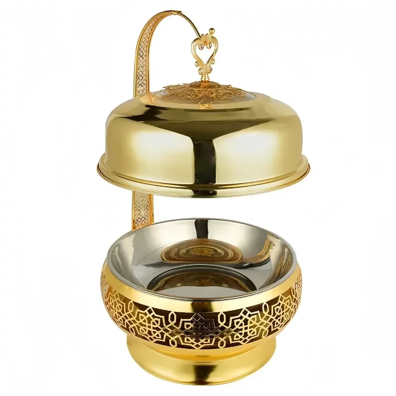 8L Stainless Steel Buffet Warmer Gold Chafing Dish for Hotel Wedding Catering Food Service Equipment Commercial Heating Tray