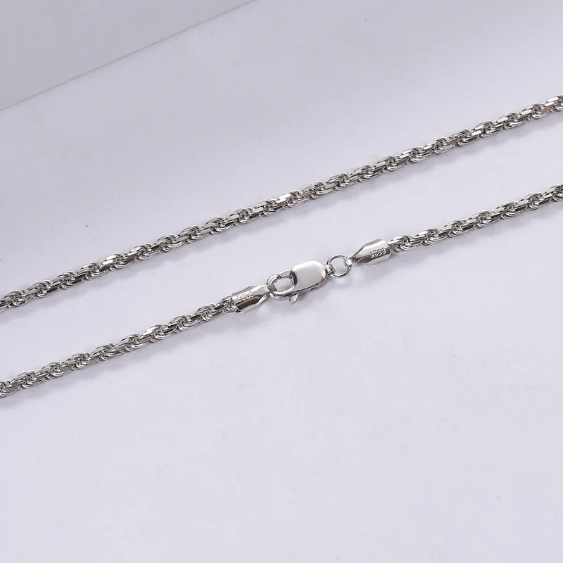 BOCAI Real S999 Silver Jewelry Fashionable Hemp Rope Collarbone Chain Plated Platinum Men's and Women's Necklace Dropshipping - Image 3