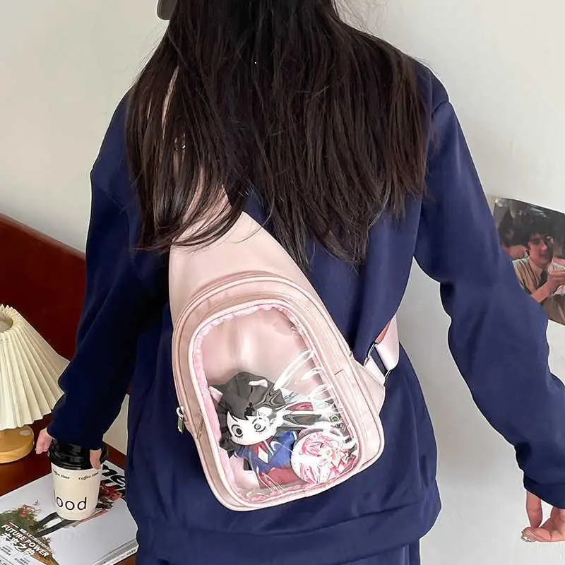 

HAEX Harajuku Chest Bag Women 2025 Individuality Designer DIY Anime Badge Ita Bags Casual Daily Crossbody Shoulder Bolso Mujer