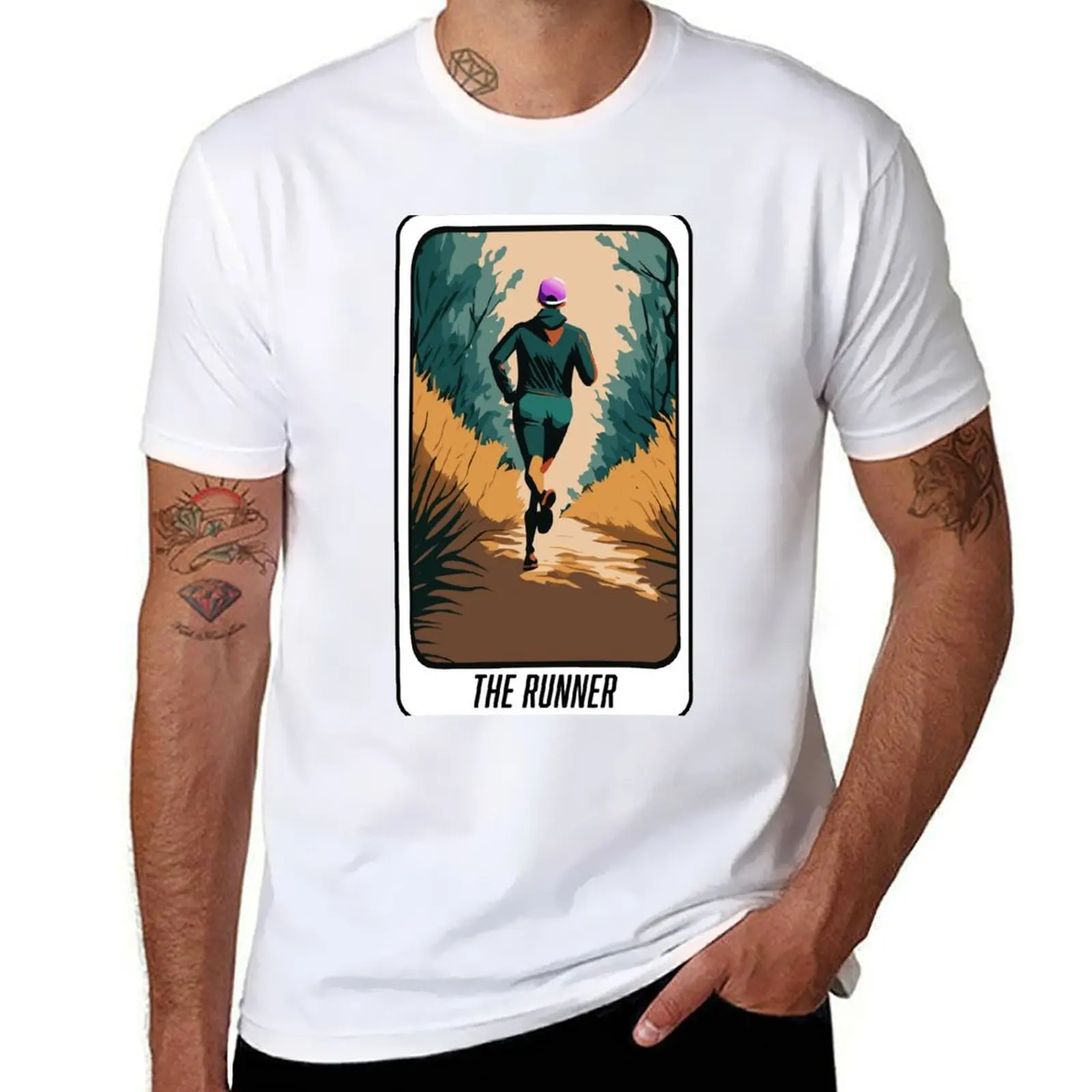 

The Runner Tarot Card T-Shirt custom shirt summer top blue archive mens designer t shirt