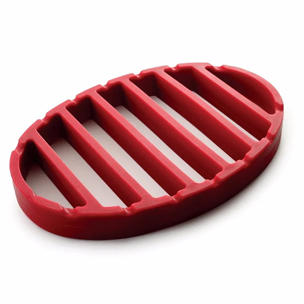 1PC Oval Silicone Roasting Rack,Red Roaster Rack for Baking Pan,Turkey Grill,20.2x13.5x2.5cm,Cooking Accessories