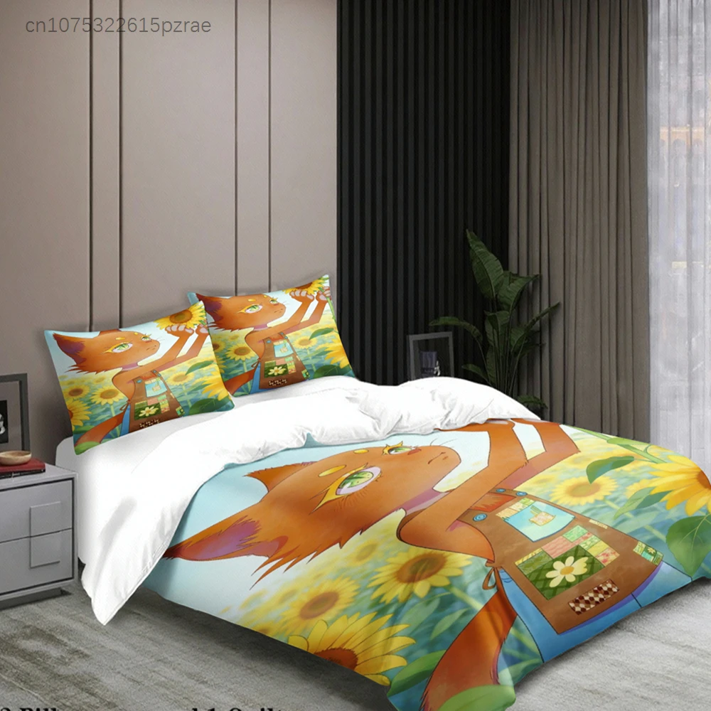 Sunflowers Bedding Set Softville Cozy Town Cute Fern The Quilt Fox With Duvet Cover Pillowcase For Children's Bedroom Decor