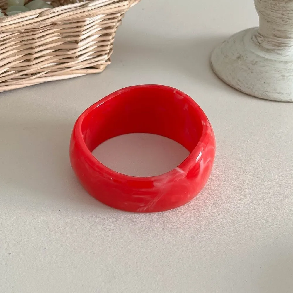New Smudged Irregular Resin Bracelet Thickened Marbling Wide Chunky Bangle Geometric Exaggerated Cuff Bracelet Gifts