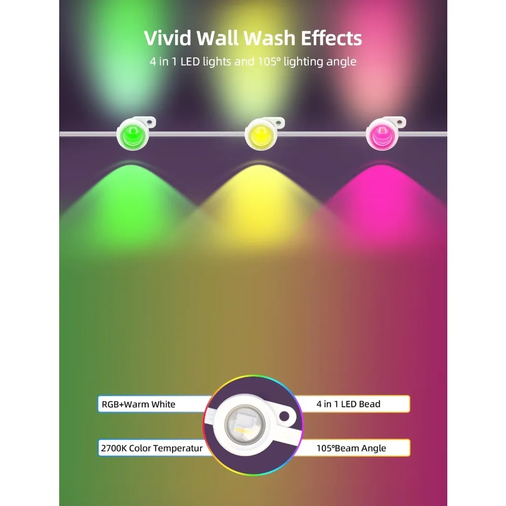 أضواء خارجية دائمة 100ft RGBW شريط LED ذكي مع 72 مصباح LED 111 وضع المشهد App التحكم عن بعد Alexa Google Assistant #4