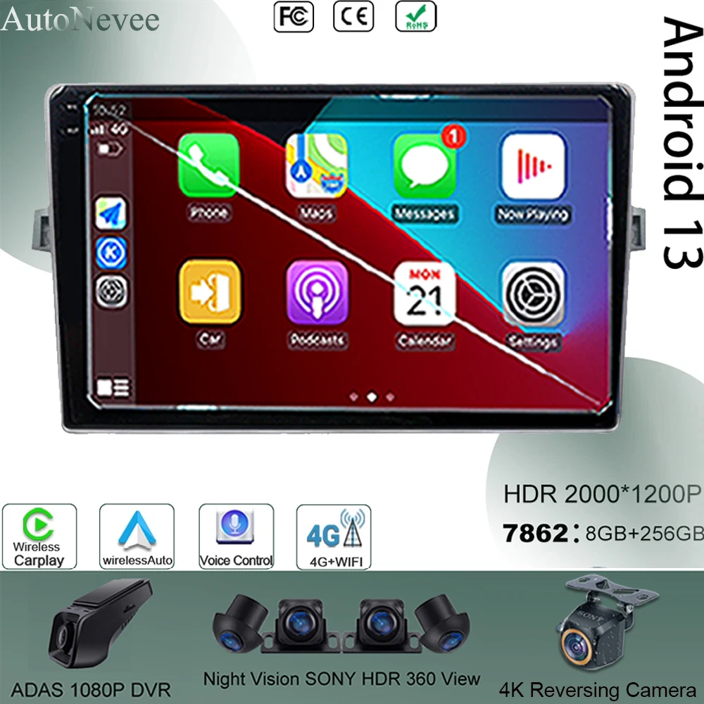 

Android 13 для Toyota Verso EZ 2011-2016, автомобильный № 2din, DVD, мультимедийный плеер, радио, стерео, Carplay, телефон с навигацией, Bluetooth