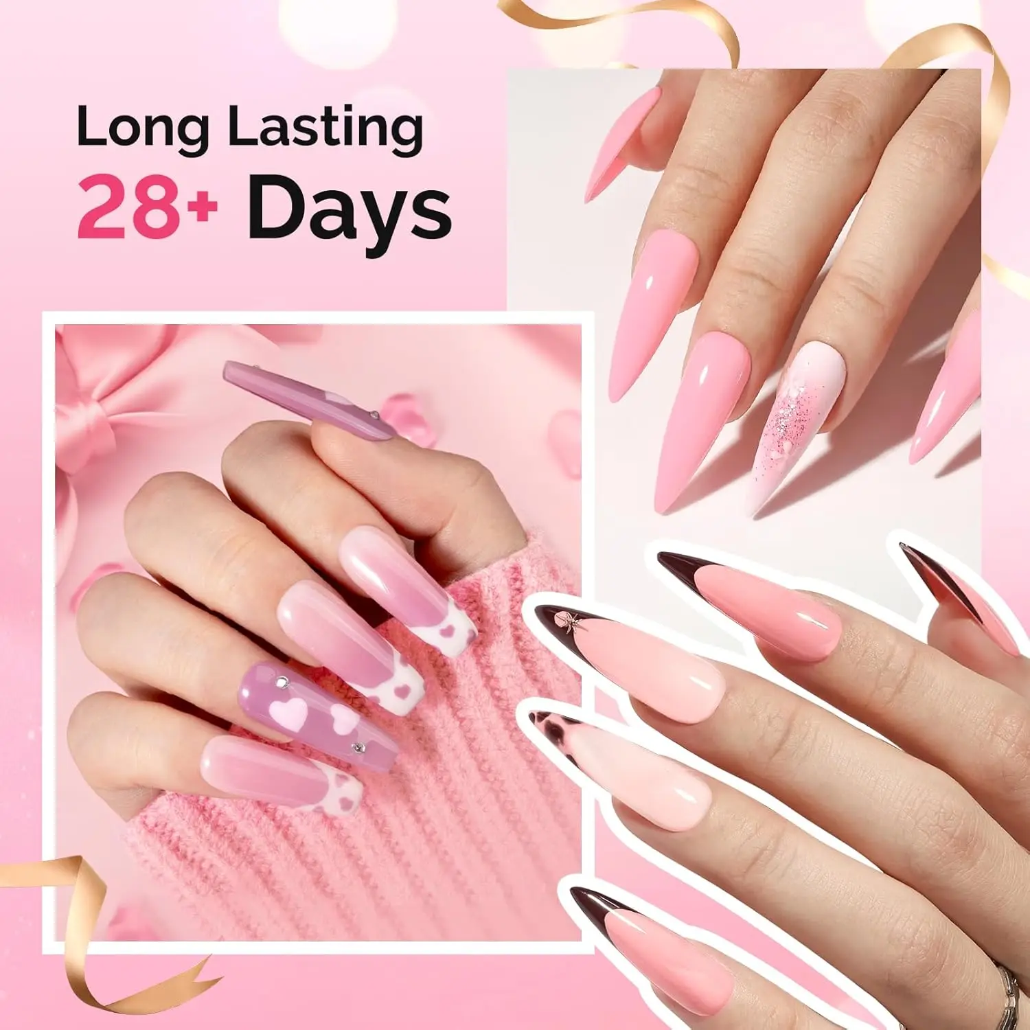 UV 램프, 인기 색상, 빌더 및 탑코트가 포함된 완벽한 젤 네일 폴리쉬 키트, 여성 및 소녀들을 위한 네일 아트 도구 포함