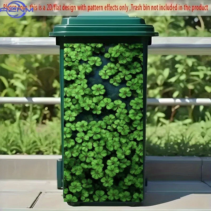 2D 1PC[ Flat Printing] 1pc Trash Can Sticker × Cm Green Plant Leaves Theme Design Decorative Wallpaper Self-Adhesive Kitchen T