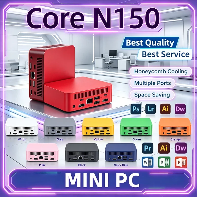New Mini PC Intel Core N150 High-Performance Portable Mini PC Windows 11 16GB RAM 1TB/2TB SSD WiFi6 Desktop Office Gaming PC
