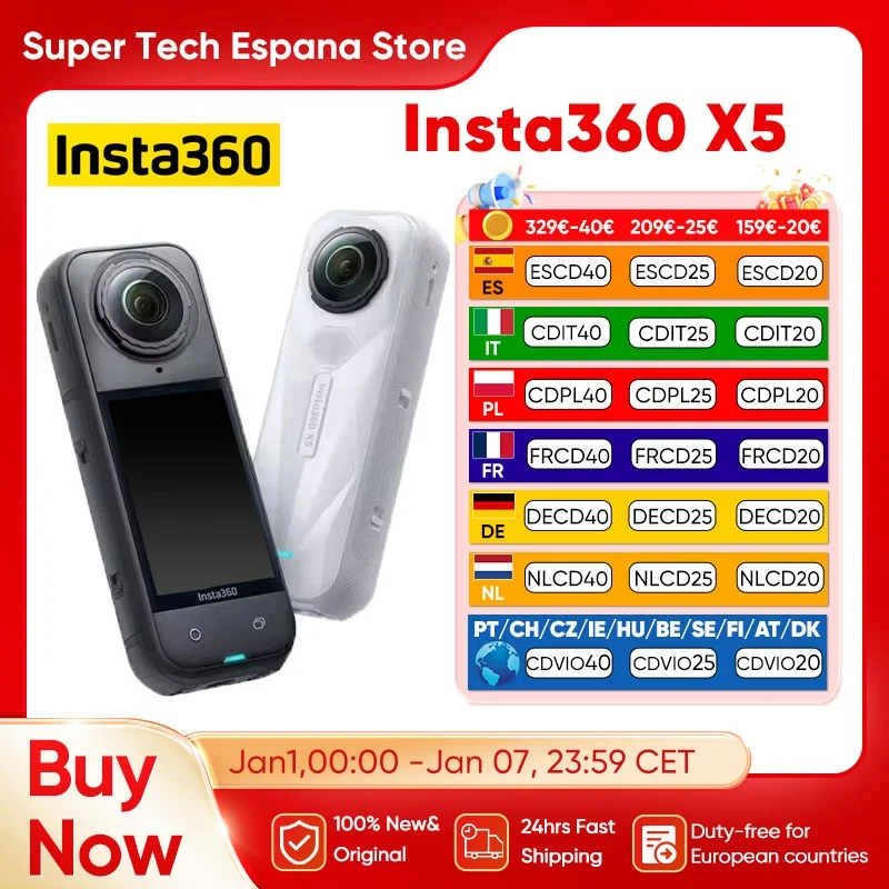 Caméra d'action Insta360 X5 360 °   Objectif de caméra de sport étanche 8K 30Fps 360 °   Prise de vue vidéo Caméra de sport ultra haute définition 185