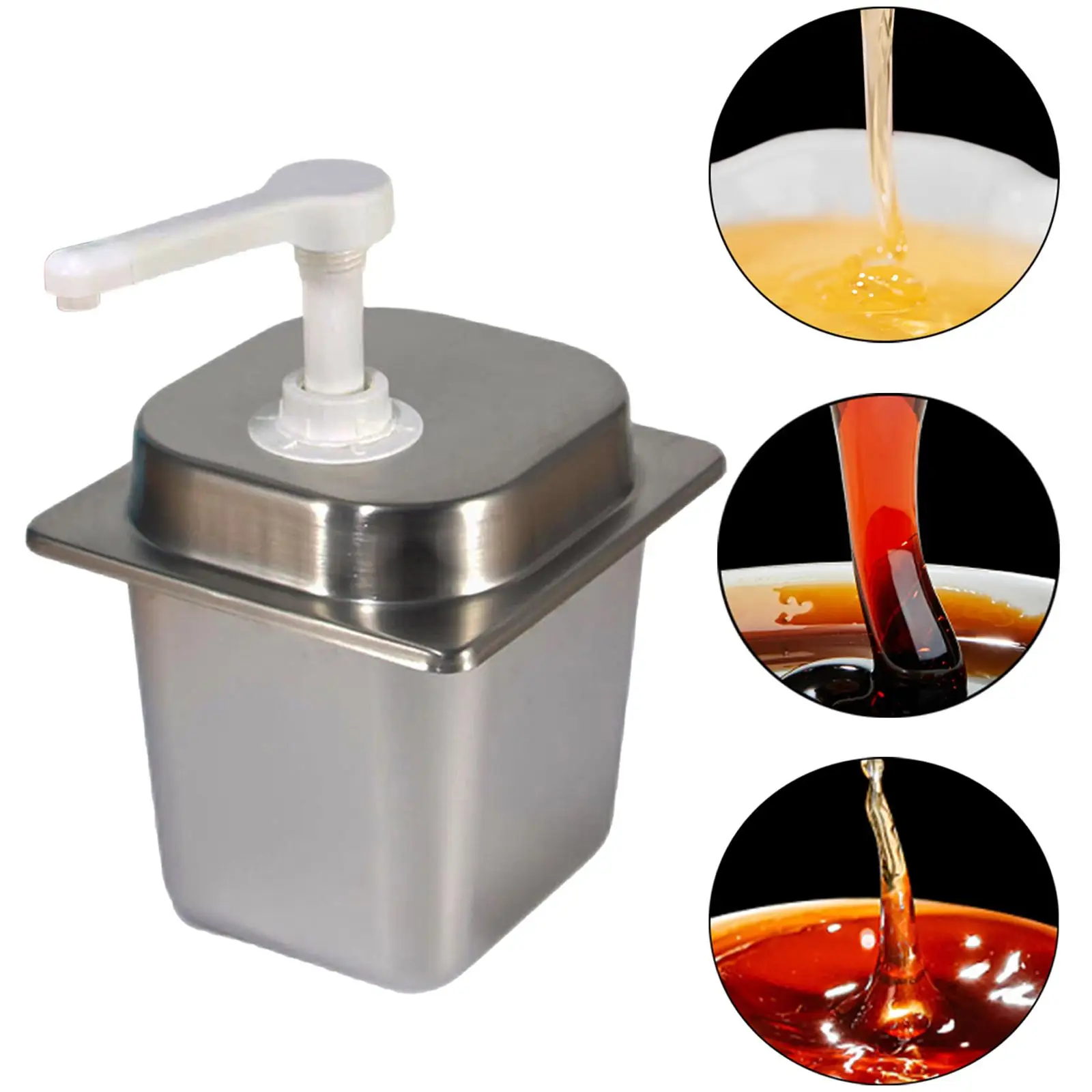 2.3L Manual Sauce Dispenser Stainless Steel Jam Quantitative Pressing Pump Bottle for Restaurant Home 10cc/15cc/20cc/30cc