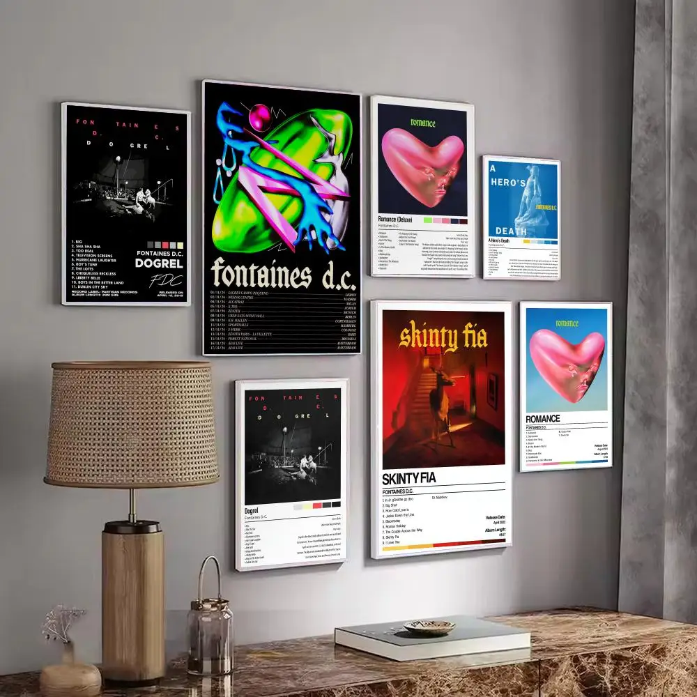 Music Group Album F-Fontaines D.C Poster Decorative Stickers Wall Art Mural Photo Design for Home Living Room Hallway Decoration