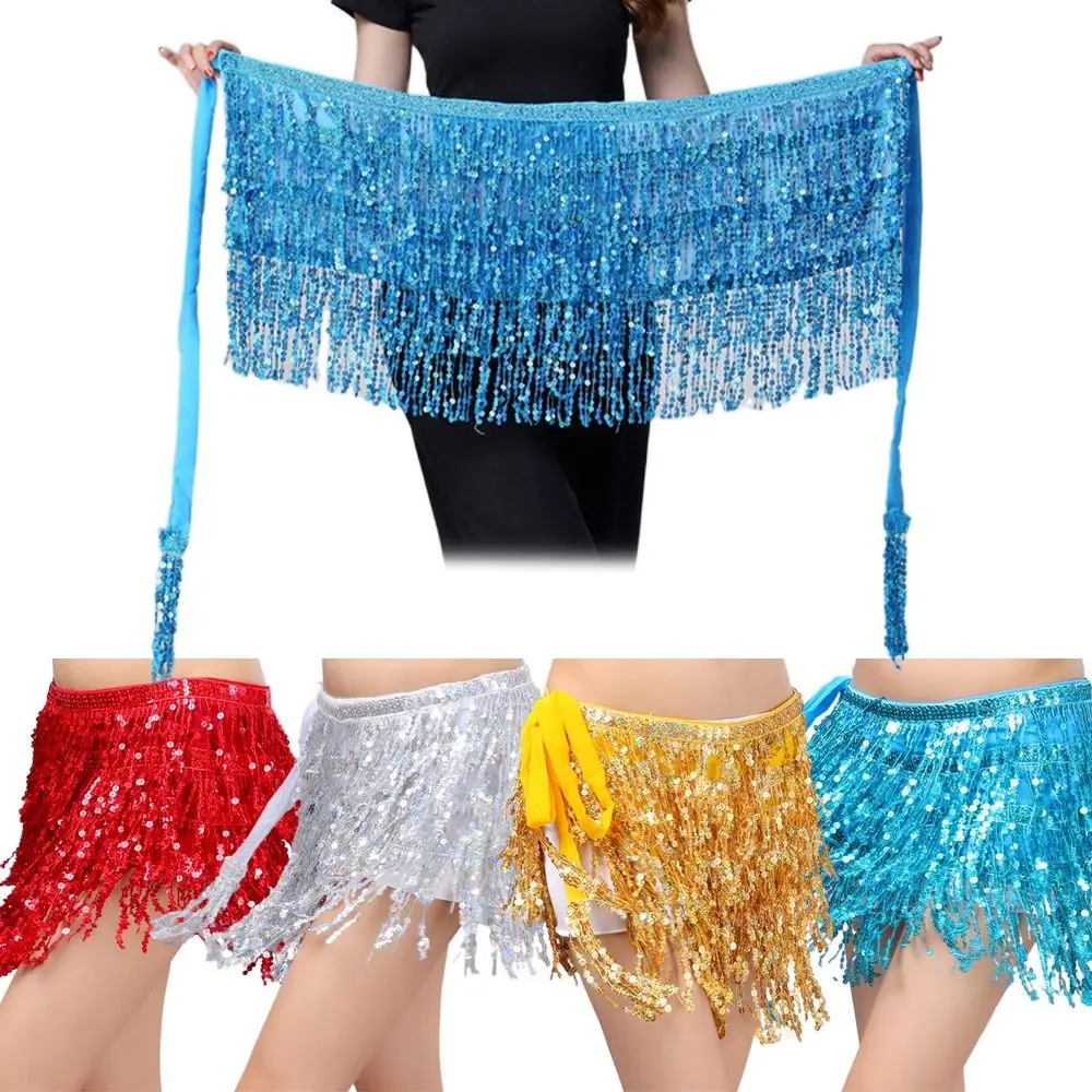 패션 스팽글 벨리댄스 스커트 태슬 하이웨이스트 댄스 벨트 섹시 웨이스트 체인 스트리트웨어