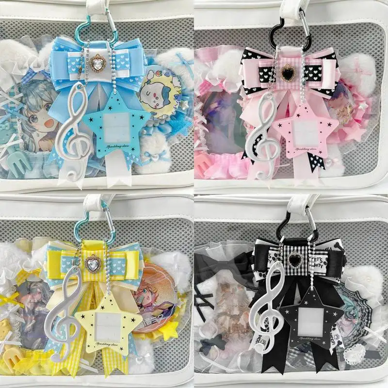 Ins Notes Bows Pendants Stars Small Cards Storage Frames Cute Girl Keychains Backpacks Ornaments  itabag Decorative Accessories