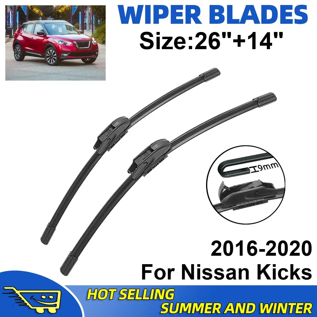 

2PCS Wiper Blades Set Kit For Nissan Kicks 2016-2020 Front Windshield Brushes Windscreen Window Accessories