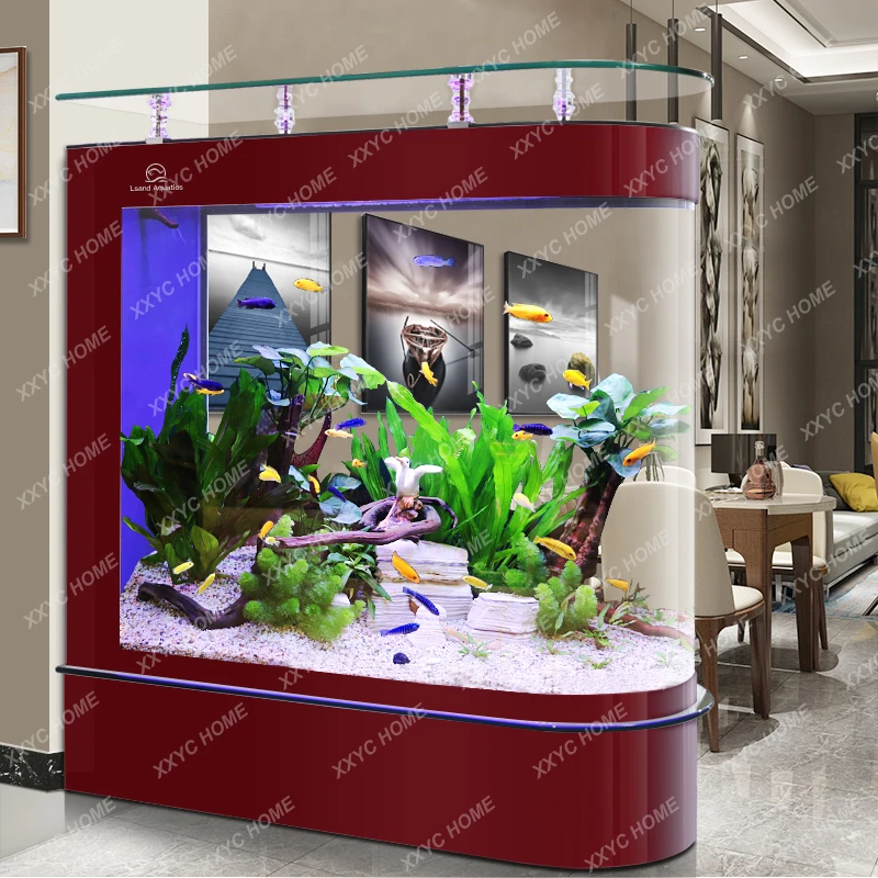 Fish Tank Bar Aquarium Commercial Ecological Change Water Large Living Room Subareas Screens Bottom Filter Fish Globe