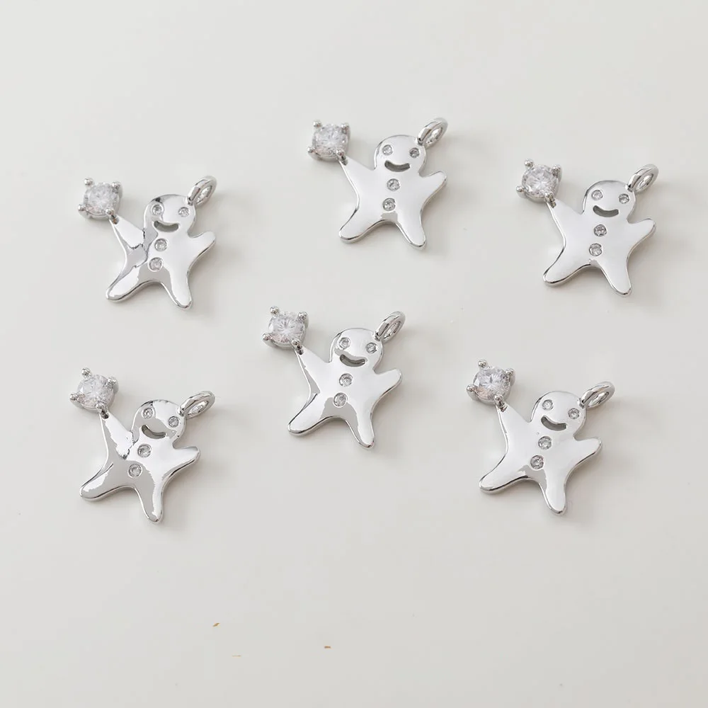 4PCS 14K Gold Plated Star Moon Gingerbread Man Pendant DIY Jewelry Making Supplies Material Accessories