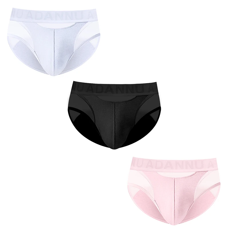 

3Pcs Cotton Men Underwear Sexy Transparent Breathable Mesh Men's Bikini Underpants Sissy Man Panties Gays Men's Jockstrap Trunks