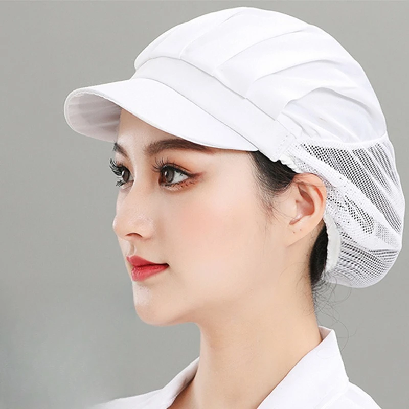 Breathable Mesh Chef Cap For Food Factory Canteen Kitchen Dust Oil Proof Hair Protection Work Hat