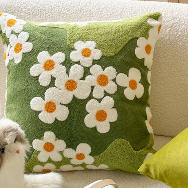 

Mini Flora Pillows Green Garden Cushion Case Decorative Pillow Cover For Sofa 45x45 Country Style Porch Living Room Home Decor