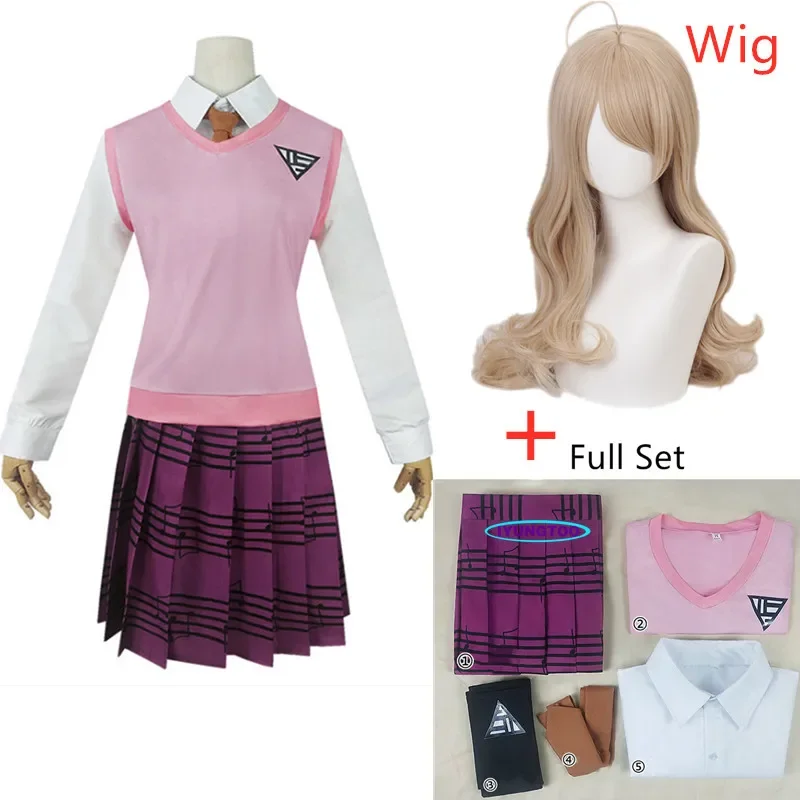 Danganronpa V3 kaade Akamatsu disfraces de cosplay para mujer, vestidos de anime, camisa, chaleco, falda, calcetines, uniforme escolar JK para niña