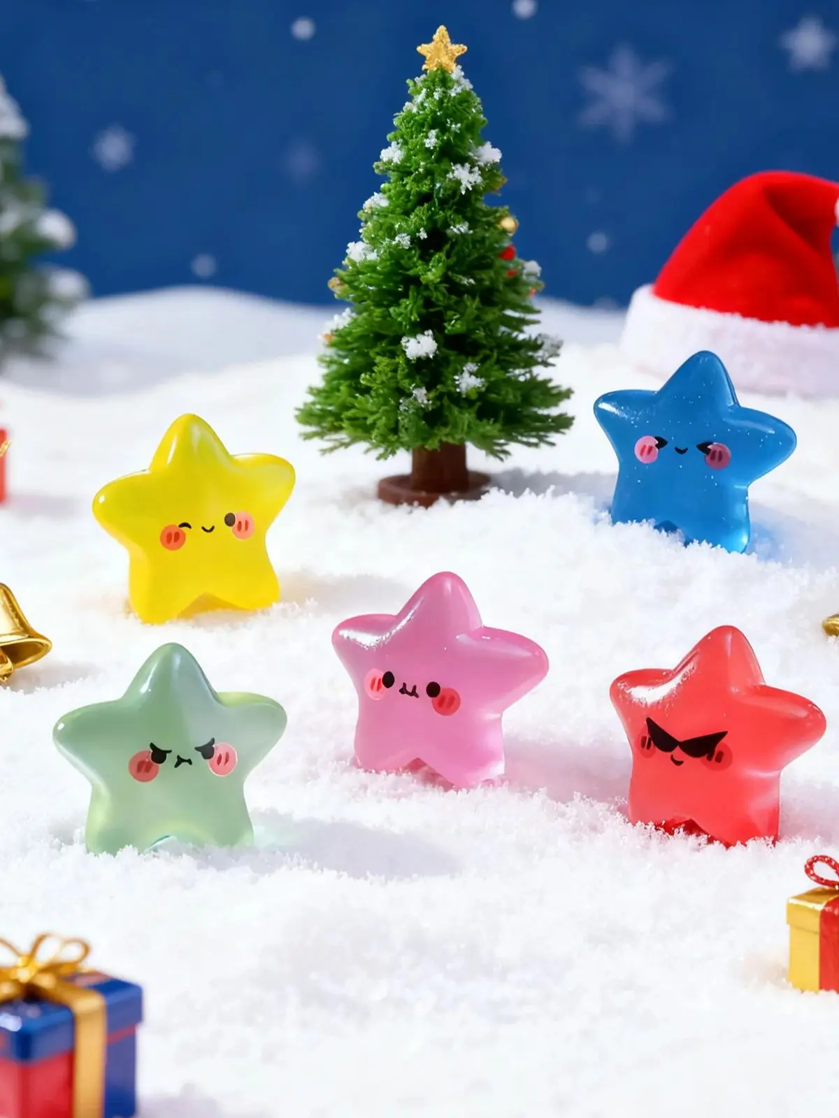 Figurines d'étoiles lumineuses qui brillent dans la nuit, décor souriant mignon pour jardin féerique, cadeau de fête de noël, 10/20 pièces