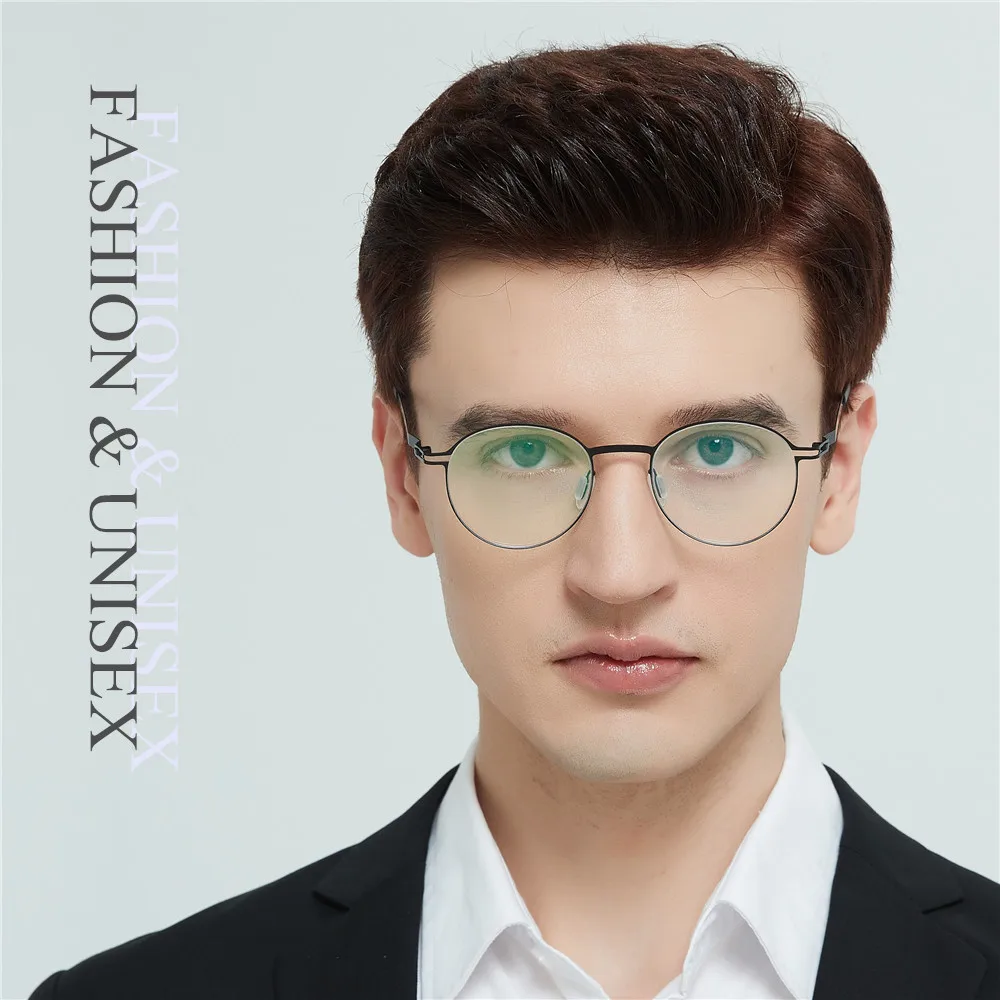 

Fashion Screwless Round Glasses Frame Men Women Eyeglasses Ultralight 6g Optical Eyewear Anti Blue Light Gafas Read Spectacles