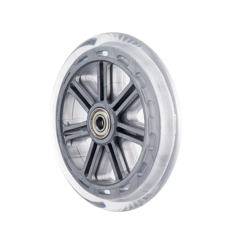 4 Pcs 5-inch Silver Transparent Wear-resistant Silent PU Wheels With Bearings For Furniture, Medical Cases, And Office Chairs