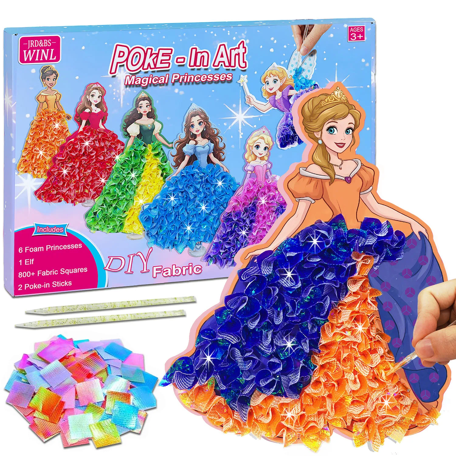Poke In Art Kit for Kids Toys for Age 3-12 Year Old 3D Creative Flower & Princesses for Girls Birthday Gifts for 3 Year Old Up
