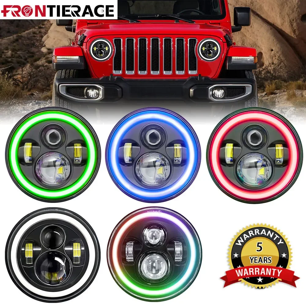 7 inç yuvarlak Jeep Wrangler far melek göz DRL için 300W Led araba Jeep Lada Lada için motosiklet kristal Len deniz feneri 4x4