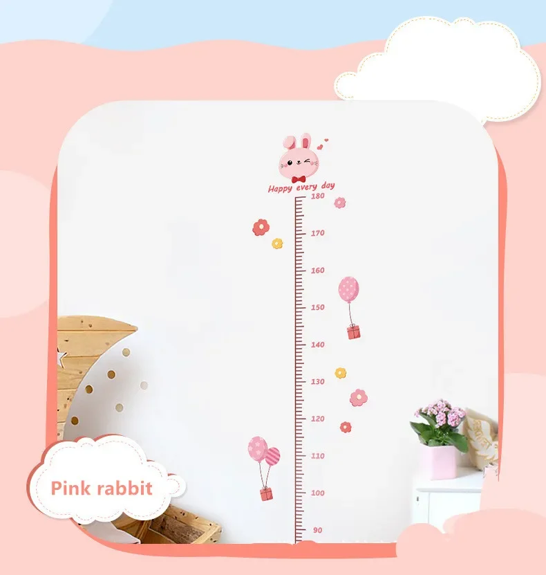 1PC Funny Cartoon Animal Music Child Growth Height Ruler Wall Sticker For Kids Room Bedroom Height Meter Stickers Room Decor