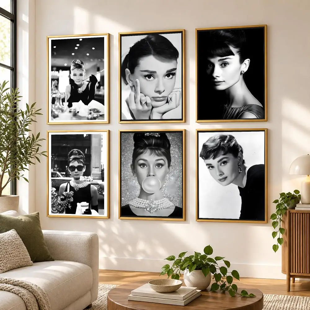 Beauty A-Audrey Hepburn Poster HD art sticky wall waterproof home living room bedroom bar aesthetic decoration