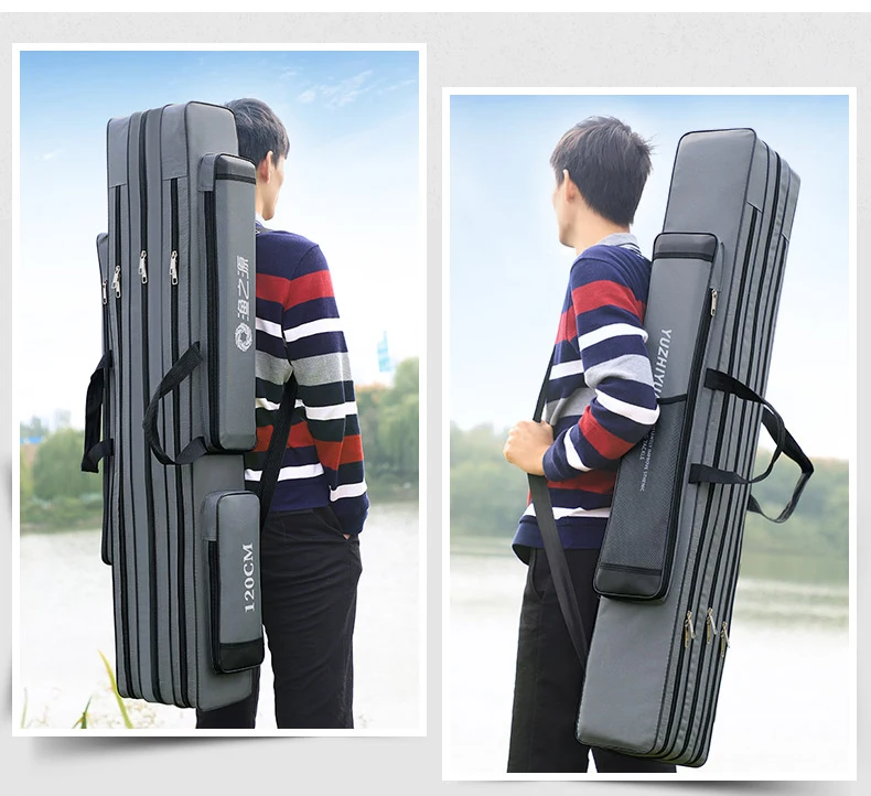 Ausklappbare Angeltasche 80-130cm Nicht Faltbare Oxford Angelrutentasche für Rute, Rolle, Köderbox Reise-Angelzubehör Aufbewahrungskoffer – Detail 2